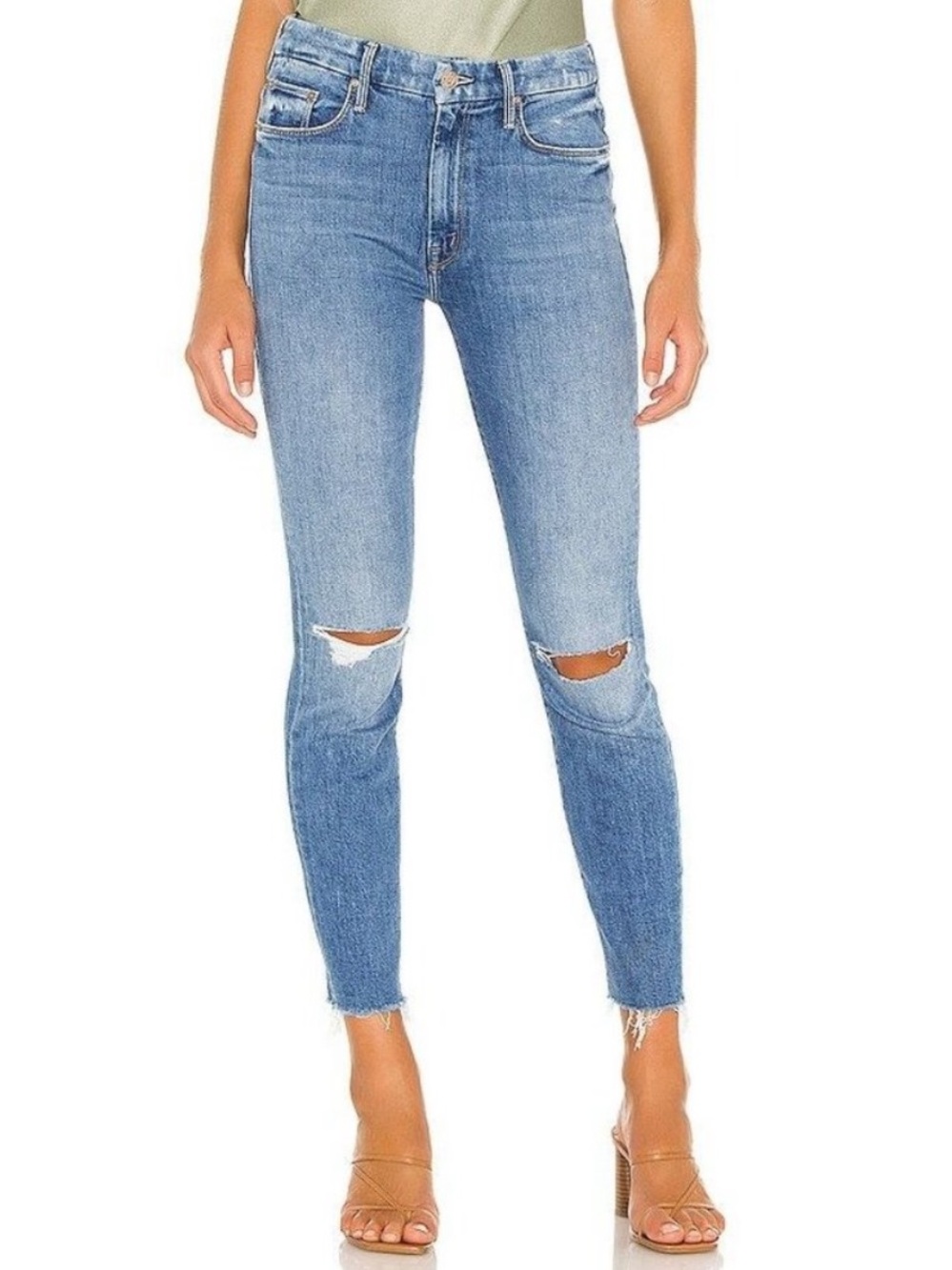 MOTHER High Waisted Looker Ankle Fray in Spice it Up Wash